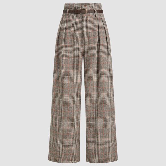 Belted High Rise Houndstooth Trouser - Picture 3 of 7